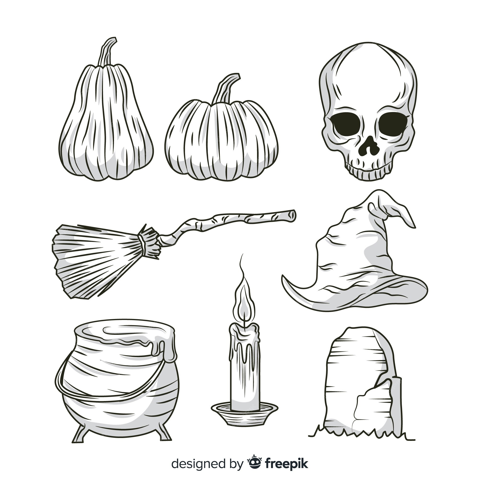 Desenho De Elementos De Halloween Desenhados à Mão Ilustração Stock -  Ilustração de jogo, pronto: 237967852