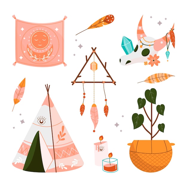 Coleção de elementos Boho