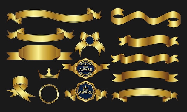 Vetor coleção de elementos de design de vetor de fita de ouro