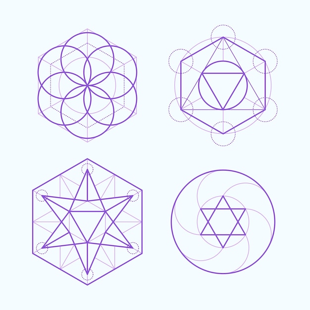 Vetor coleção de elementos de geometria sagrada desenhada à mão