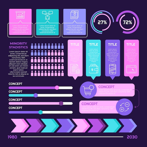 Coleção de elementos de infográfico plano