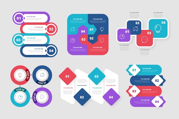 Coleção de elementos de infográfico plano