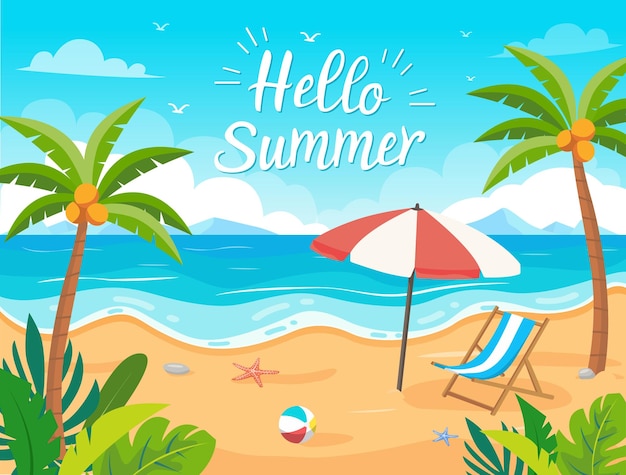 coleção de elementos de verão em design plano