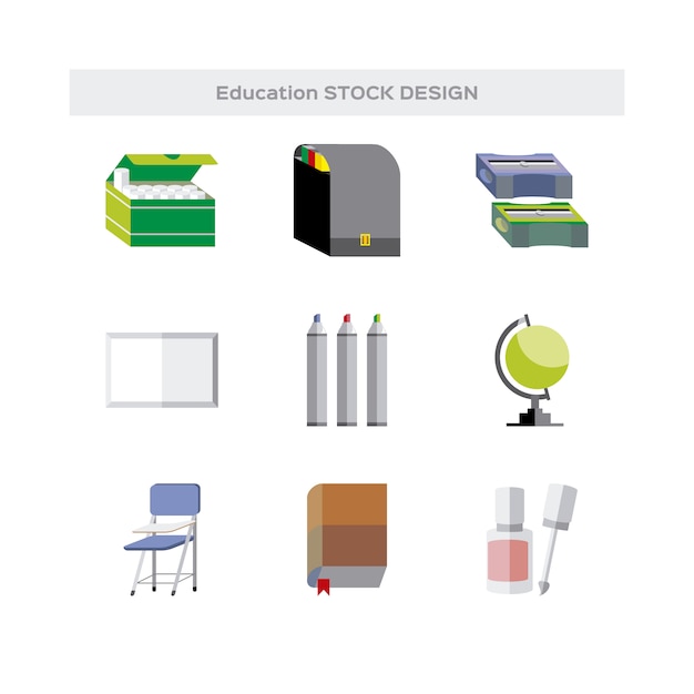 Coleção de elementos escolares