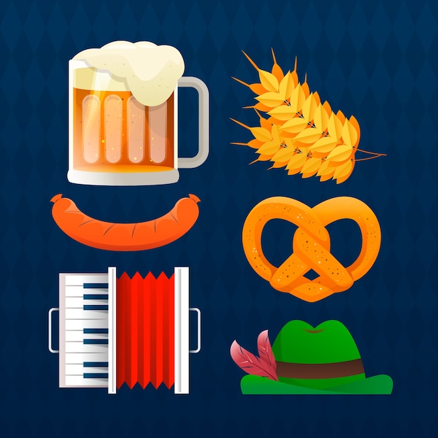 Coleção de elementos gradientes para o festival oktoberfest