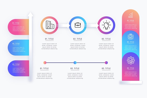 Coleção de elementos infográficos de gradiente