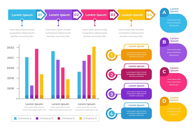 Coleção de elementos infográficos planos