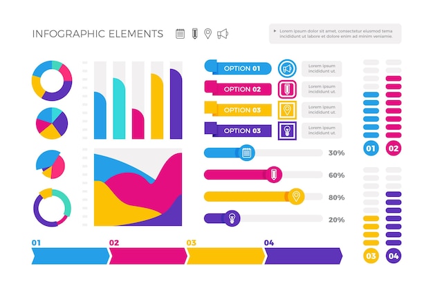 Coleção de elementos infográficos planos