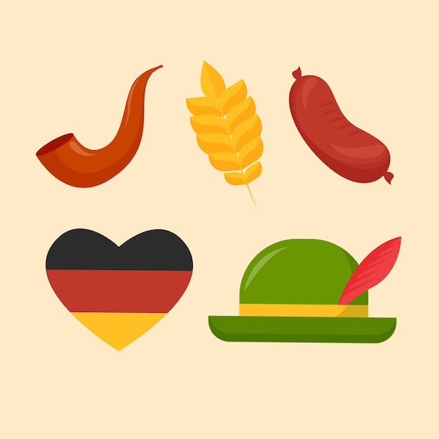 Coleção de elementos planos para celebração da oktoberfest
