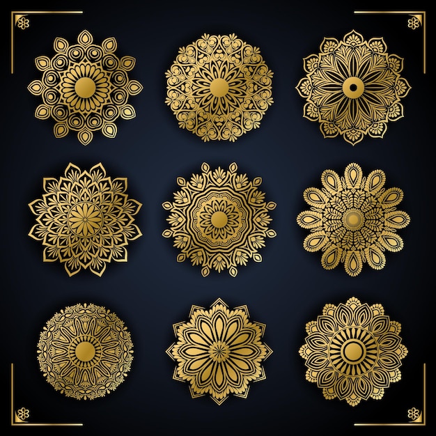 Coleção de elementos vetoriais de ilustração de design de mandala de luxo