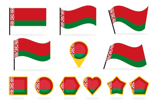 Coleção de emblema nacional da bielorrússia design plano