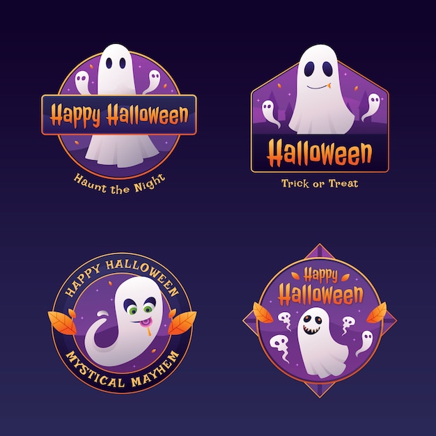 Coleção de emblemas gradientes para a celebração da temporada de halloween