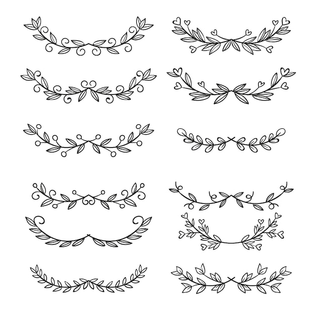 coleção de enfeites desenhados à mão