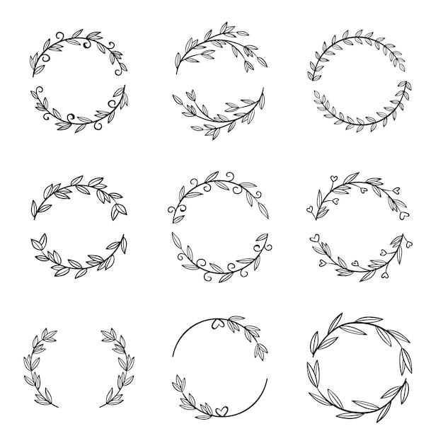 coleção de enfeites desenhados à mão
