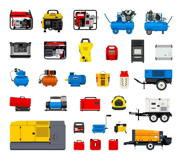 Coleção de equipamentos de construção