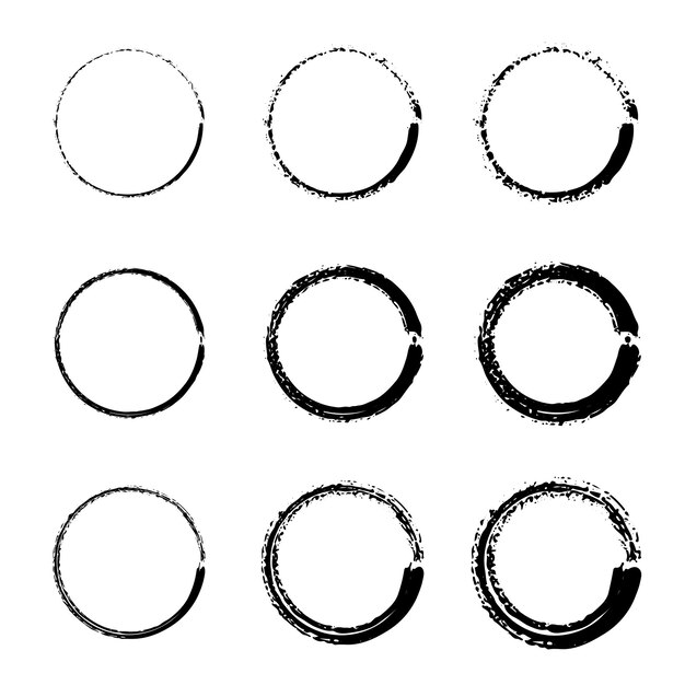 Vetor coleção de esboço redondo desenhado à mão círculo desenhado à mão simples