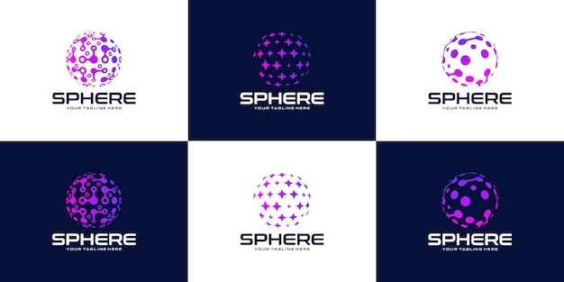 Coleção de esfera mundial de tecnologia elegante e moderna inspiração de design de logotipo