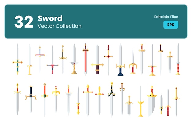 Vetor coleção de espadas de diferentes estilos