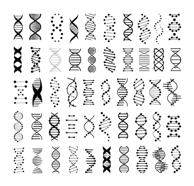 Coleção de espirais de DNA monocromáticas