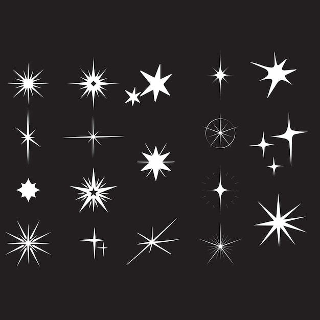 coleção de estrelas de brilhos planos vetoriais