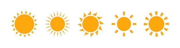 Vetor coleção de estrelas do sol para uso como logotipo ou ícone do tempo vector design plano conjunto de ícones do sol