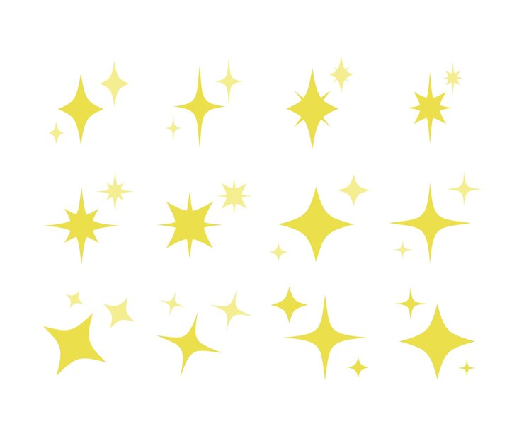 Vetor coleção de estrelas planas cintilantes