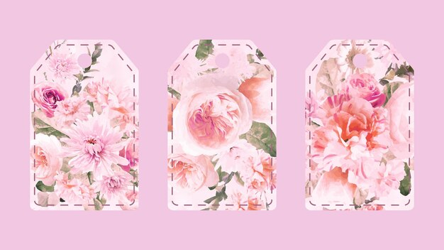 Coleção de etiquetas de etiquetas florais com flores fofas com desconto preço definido venda