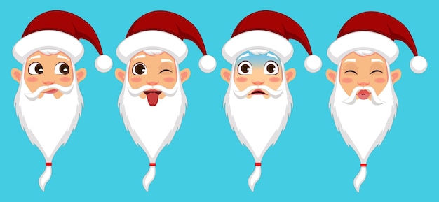 Coleção de expressões faciais de papai noel