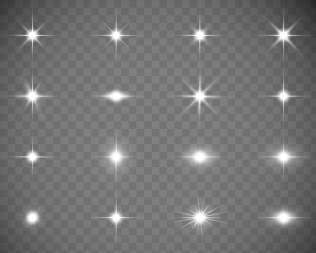 Coleção de flashes, luzes e faíscas.