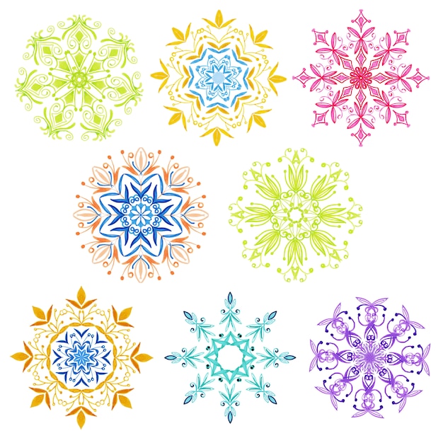 Coleção de flocos de neve de natal em aquarela