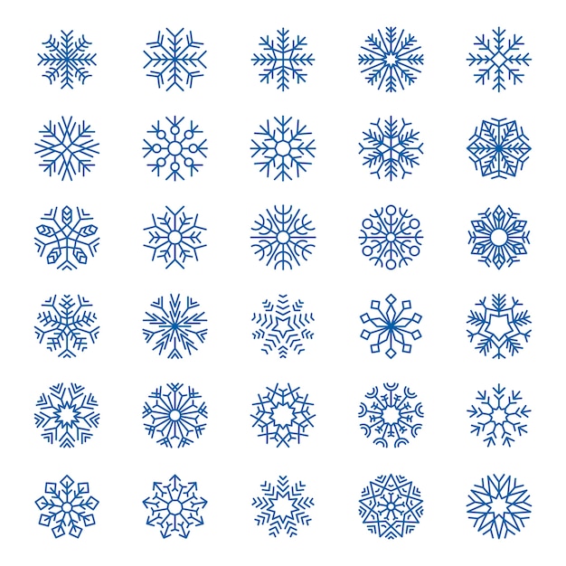 Coleção de flocos de neve. elementos gráficos de flocos de neve de símbolos de neve de decoração de natal