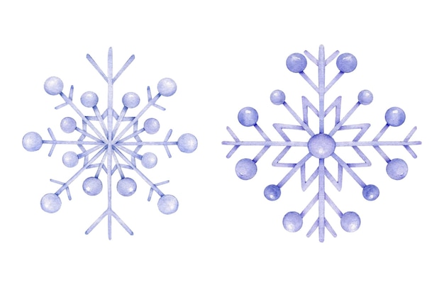 Vetor coleção de flocos de neve em aquarela desenhada à mão