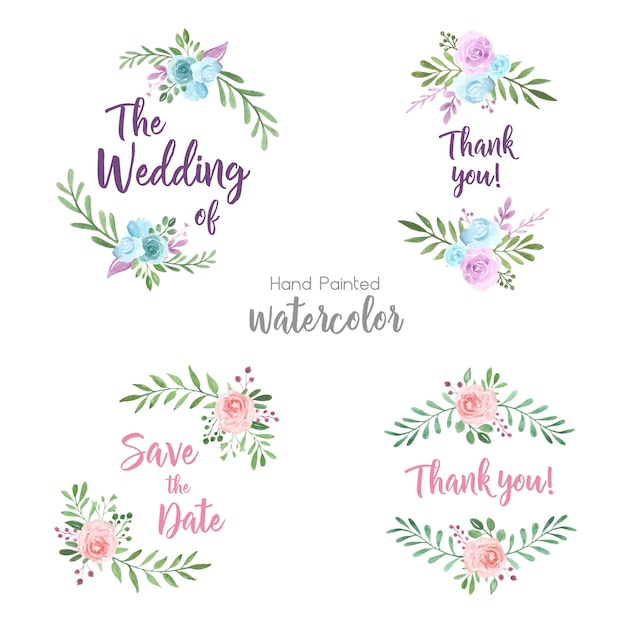 Vetor coleção de floral aquarela para casamento