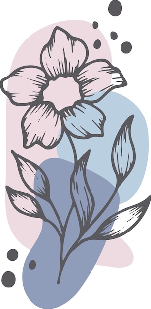 Coleção de flores e plantas de primavera desenhadas à mão ilustrações monocromáticas em estilo de esboço