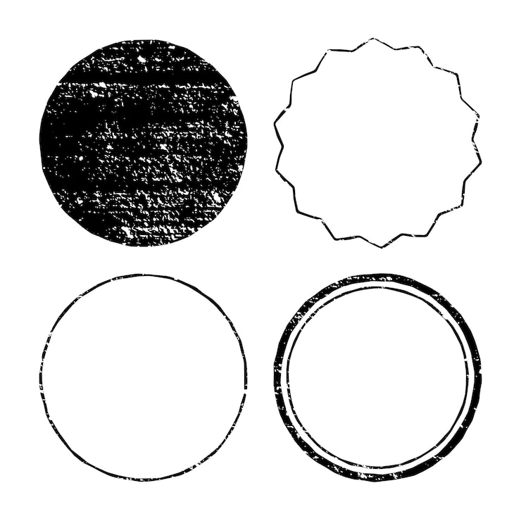 Vetor coleção de formas de círculo do grunge. ilustração vetorial. elementos de design para logotipo, marca, rótulo. formulários antigos em fundo branco.