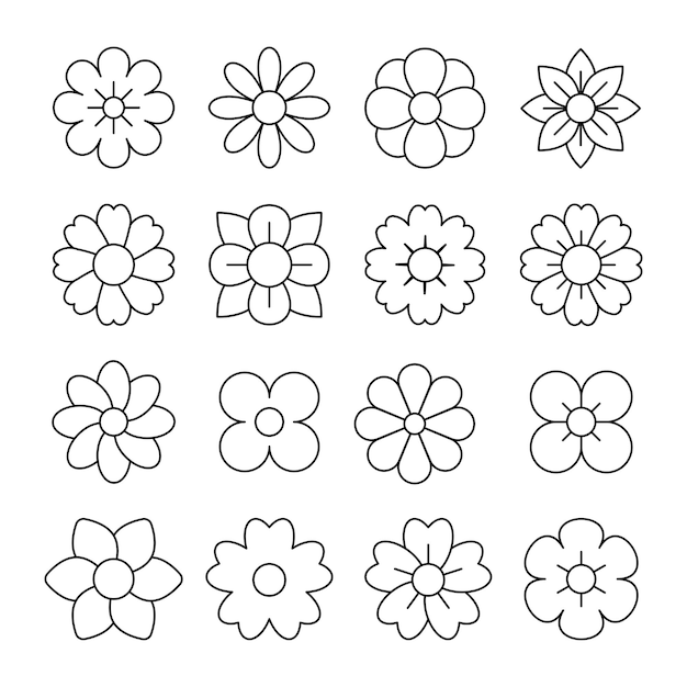Coleção de formas geométricas de flores