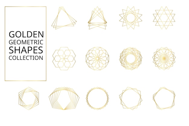 Coleção de formas geométricas douradas