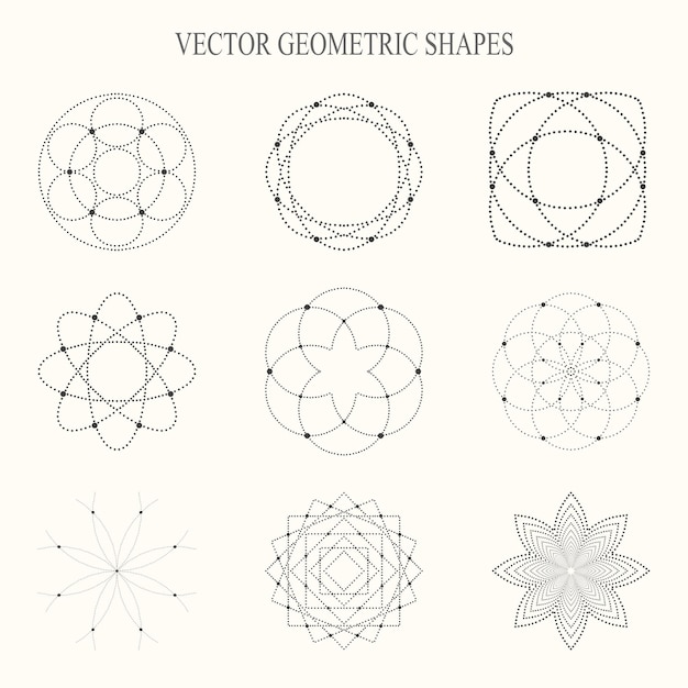 Coleção de formas geométricas vetoriais formas pontilhadas