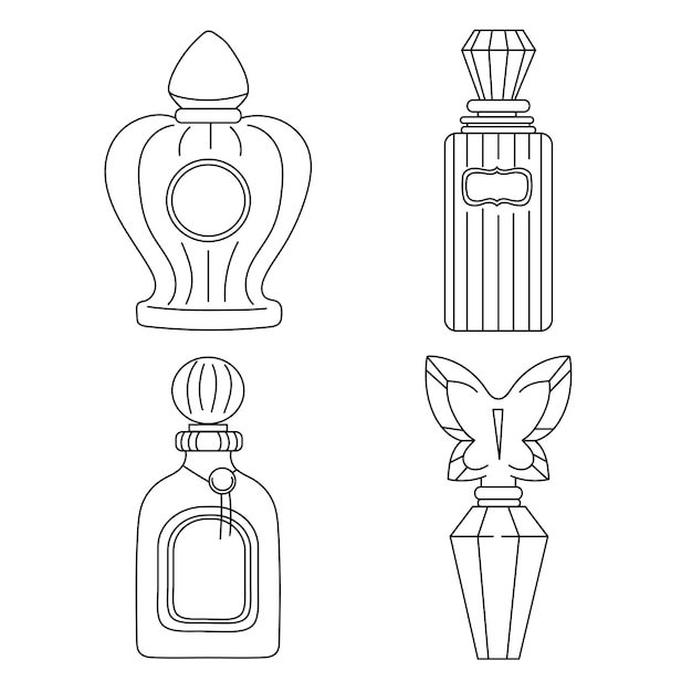 Coleção de frascos de perfume