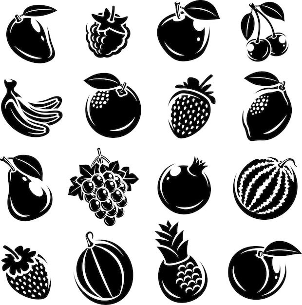 Vetor coleção de frutas conjunto ilustração vetorial