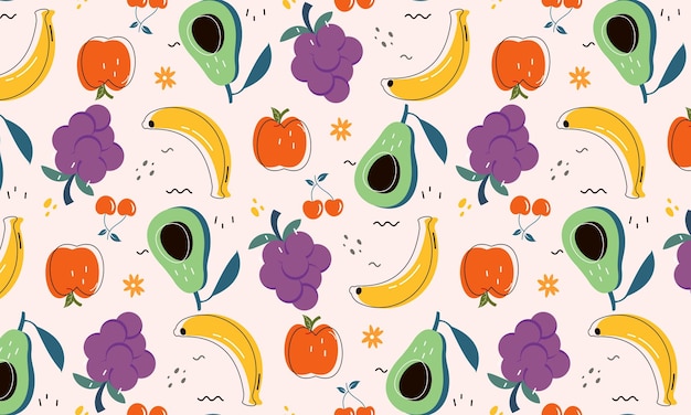 Vetor coleção de frutas em ilustrações de estilo desenhadas à mão plana