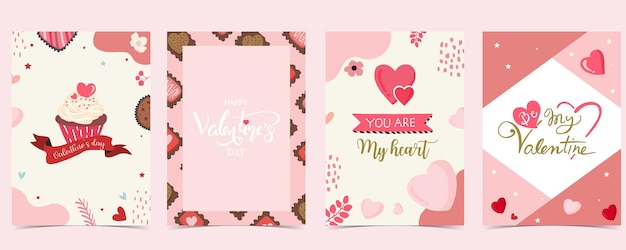 Coleção de fundo do dia dos namorados com coração ilustração vetorial editável para site, convite, cartão postal e adesivo