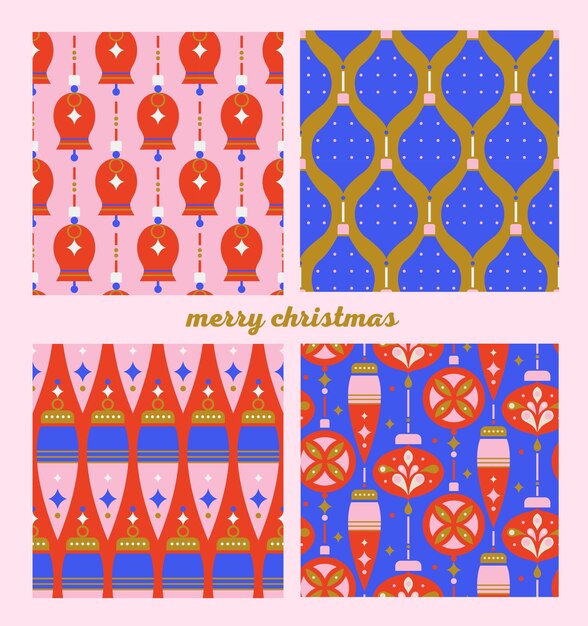 Coleção de fundo padrão de brinquedos de árvore de Natal de inverno Conjunto para pacote de pôsteres de cartão postal
