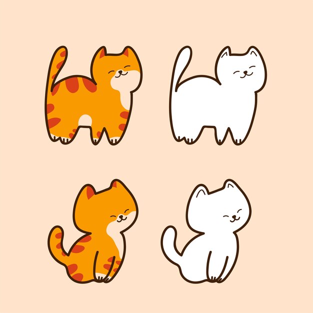 Vetores de Personagens De Gatos De Desenho Animado Padrão Perfeito  Diferentes Poses De Gato Yoga E Emoções Definidas Design De Estilo Simples  De Cor Plana Gatos Siameses Colorpoint e mais imagens de