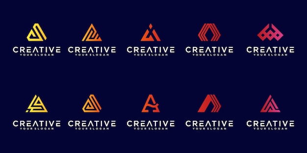 Coleção de gradiente de logotipo abstrato letra a