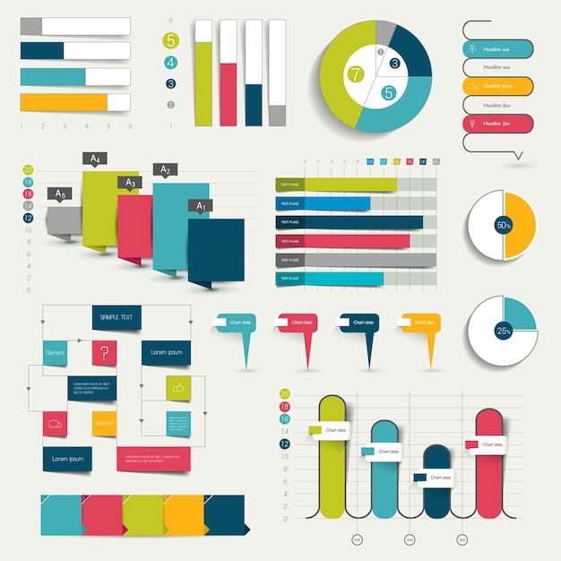 Coleção de gráficos gráficos fluxogramas Infográficos