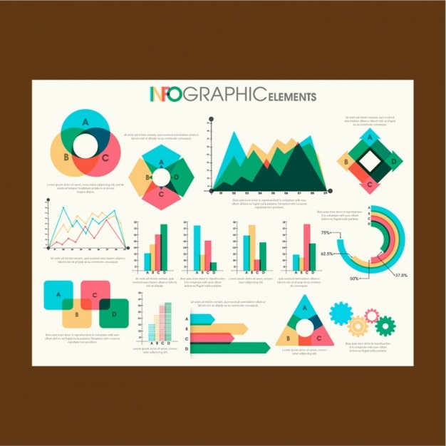 Vetor coleção de gráficos infográfico em design plano