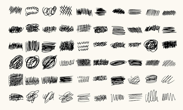 Coleção de grandes conjuntos de vetores de rabiscos isolados abstratos