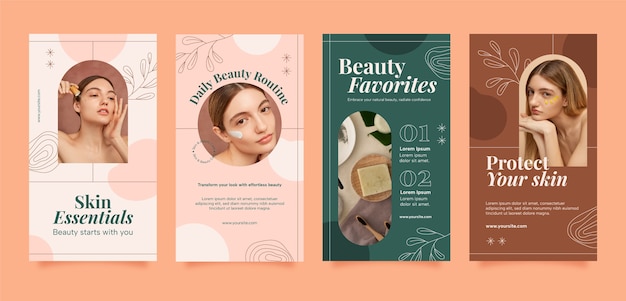 Coleção de histórias de instagram de beleza simples