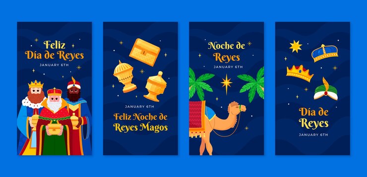 Vetor coleção de histórias de instagram para reyes magos
